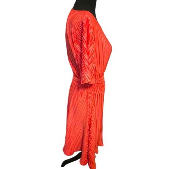 DKNY Vibrant Red Pleated Midi Dress - Picture 3 of 5